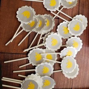 25 neutral elephant cupcake toppers
